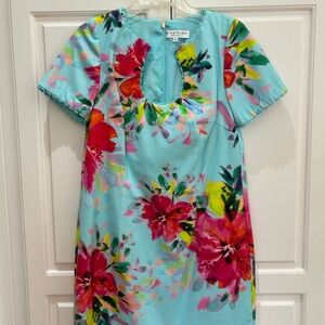 Trina Turk turquoise and hot pink dress